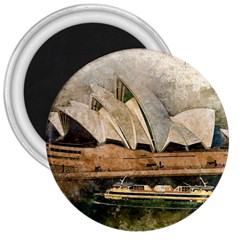 Sydney The Opera House Watercolor 3  Magnets by BangZart