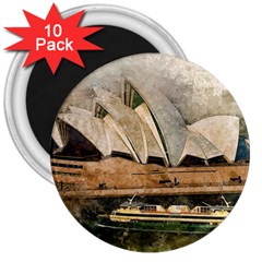 Sydney The Opera House Watercolor 3  Magnets (10 Pack)  by BangZart