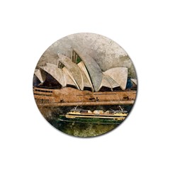 Sydney The Opera House Watercolor Rubber Coaster (round)  by BangZart