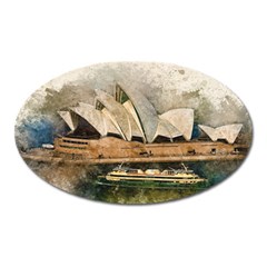 Sydney The Opera House Watercolor Oval Magnet by BangZart