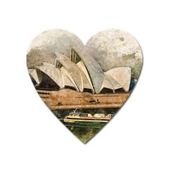 Sydney The Opera House Watercolor Heart Magnet by BangZart