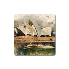 Sydney The Opera House Watercolor Square Magnet by BangZart