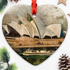 Sydney The Opera House Watercolor Heart Ornament (two Sides) by BangZart