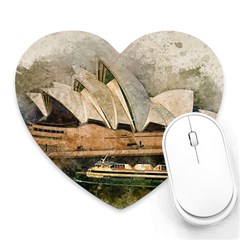 Sydney The Opera House Watercolor Heart Mousepads by BangZart