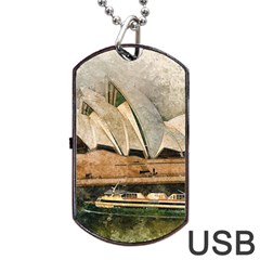 Sydney The Opera House Watercolor Dog Tag Usb Flash (one Side) by BangZart