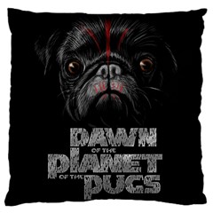 Dawn Of The Planet Of The Pugs Large Cushion Case (one Side) by Bigfootshirtshop