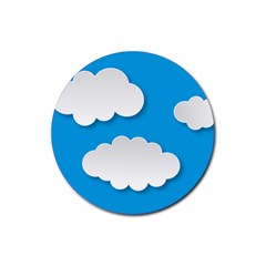 Clouds Sky Background Comic Rubber Round Coaster (4 Pack)  by BangZart