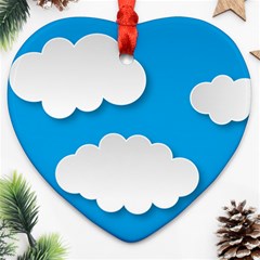 Clouds Sky Background Comic Heart Ornament (two Sides) by BangZart