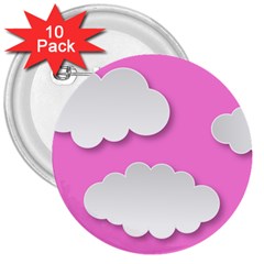 Clouds Sky Pink Comic Background 3  Buttons (10 Pack)  by BangZart