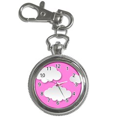 Clouds Sky Pink Comic Background Key Chain Watches by BangZart