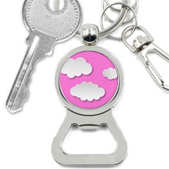 Clouds Sky Pink Comic Background Button Necklaces by BangZart