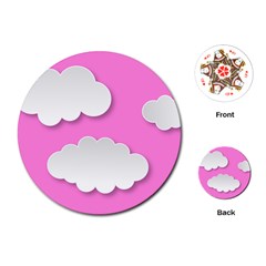 Clouds Sky Pink Comic Background Playing Cards (round)  by BangZart