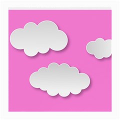 Clouds Sky Pink Comic Background Medium Glasses Cloth (2-side) by BangZart