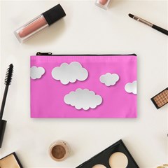 Clouds Sky Pink Comic Background Cosmetic Bag (small)  by BangZart