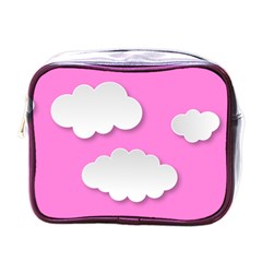 Clouds Sky Pink Comic Background Mini Toiletries Bags by BangZart