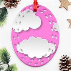 Clouds Sky Pink Comic Background Ornament (oval Filigree) by BangZart