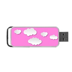 Clouds Sky Pink Comic Background Portable Usb Flash (one Side) by BangZart