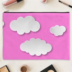 Clouds Sky Pink Comic Background Cosmetic Bag (xxxl)  by BangZart