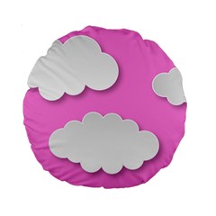 Clouds Sky Pink Comic Background Standard 15  Premium Round Cushions by BangZart