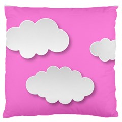 Clouds Sky Pink Comic Background Large Flano Cushion Case (one Side) by BangZart