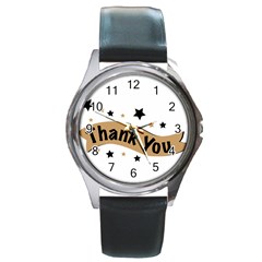 Thank You Lettering Thank You Ornament Banner Round Metal Watch by BangZart