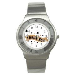 Thank You Lettering Thank You Ornament Banner Stainless Steel Watch by BangZart