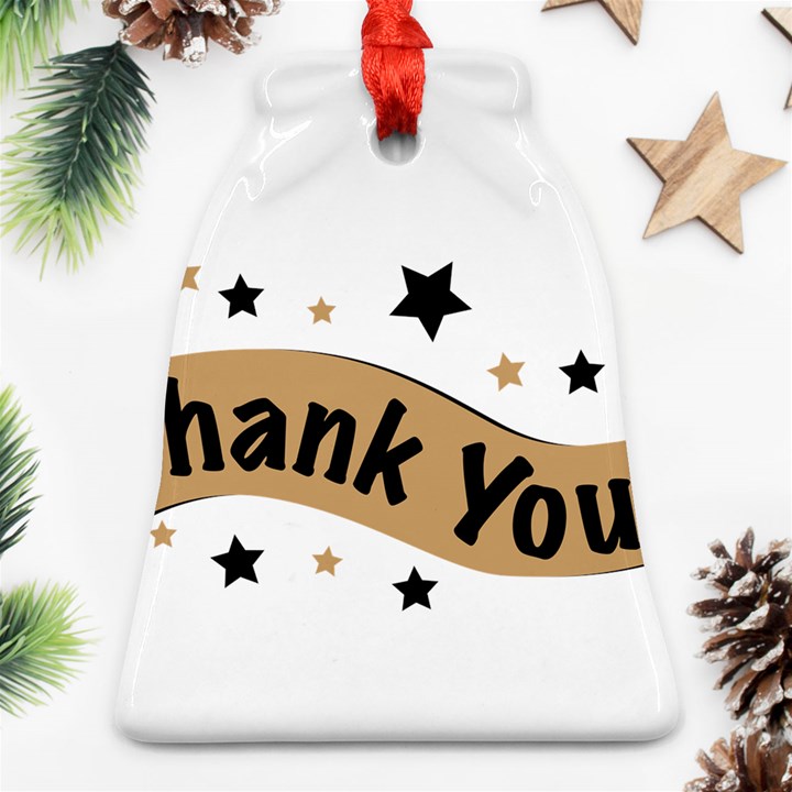 Thank You Lettering Thank You Ornament Banner Ornament (Bell)