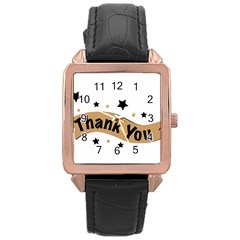 Thank You Lettering Thank You Ornament Banner Rose Gold Leather Watch  by BangZart