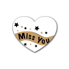 Lettering Miss You Banner Heart Coaster (4 Pack)  by BangZart