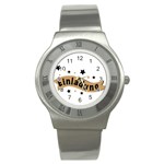 Einladung Lettering Invitation Banner Stainless Steel Watch Front