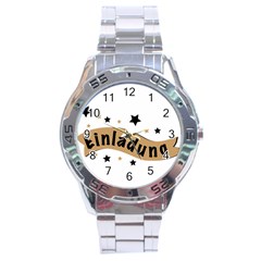 Einladung Lettering Invitation Banner Stainless Steel Analogue Watch by BangZart