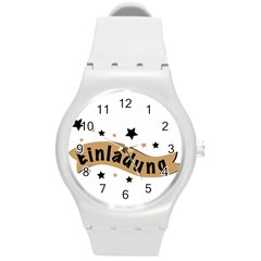 Einladung Lettering Invitation Banner Round Plastic Sport Watch (m) by BangZart