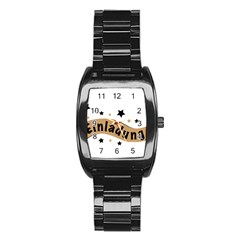 Einladung Lettering Invitation Banner Stainless Steel Barrel Watch by BangZart