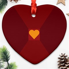 Heart Red Yellow Love Card Design Ornament (heart) by BangZart