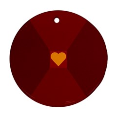 Heart Red Yellow Love Card Design Round Ornament (two Sides)