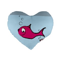 Fish Swarm Meeresbewohner Creature Standard 16  Premium Heart Shape Cushions by BangZart