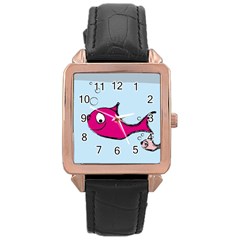 Fish Swarm Meeresbewohner Creature Rose Gold Leather Watch  by BangZart