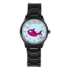 Fish Swarm Meeresbewohner Creature Stainless Steel Round Watch by BangZart