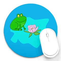 Frog Flower Lilypad Lily Pad Water Round Mousepads by BangZart