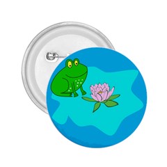 Frog Flower Lilypad Lily Pad Water 2 25  Buttons by BangZart