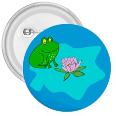 Frog Flower Lilypad Lily Pad Water 3  Buttons by BangZart