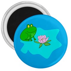 Frog Flower Lilypad Lily Pad Water 3  Magnets by BangZart