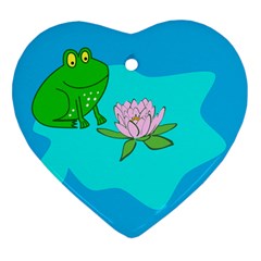 Frog Flower Lilypad Lily Pad Water Ornament (heart) by BangZart