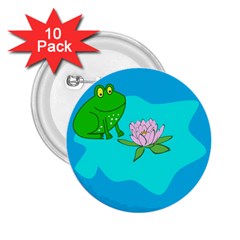 Frog Flower Lilypad Lily Pad Water 2 25  Buttons (10 Pack)  by BangZart