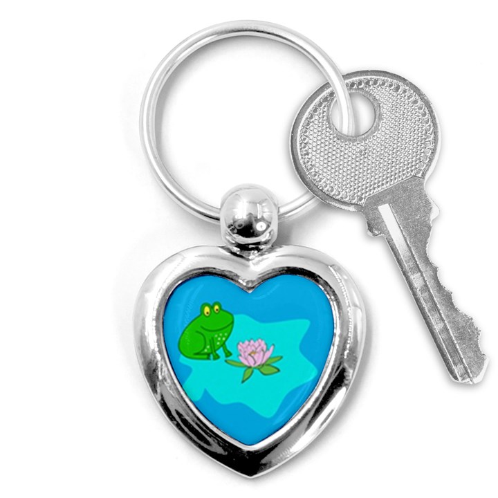 Frog Flower Lilypad Lily Pad Water Key Chains (Heart) 