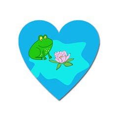 Frog Flower Lilypad Lily Pad Water Heart Magnet by BangZart