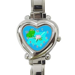 Frog Flower Lilypad Lily Pad Water Heart Italian Charm Watch by BangZart