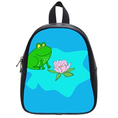 Frog Flower Lilypad Lily Pad Water School Bag (small) by BangZart