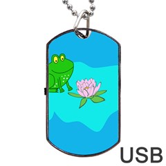 Frog Flower Lilypad Lily Pad Water Dog Tag Usb Flash (one Side) by BangZart