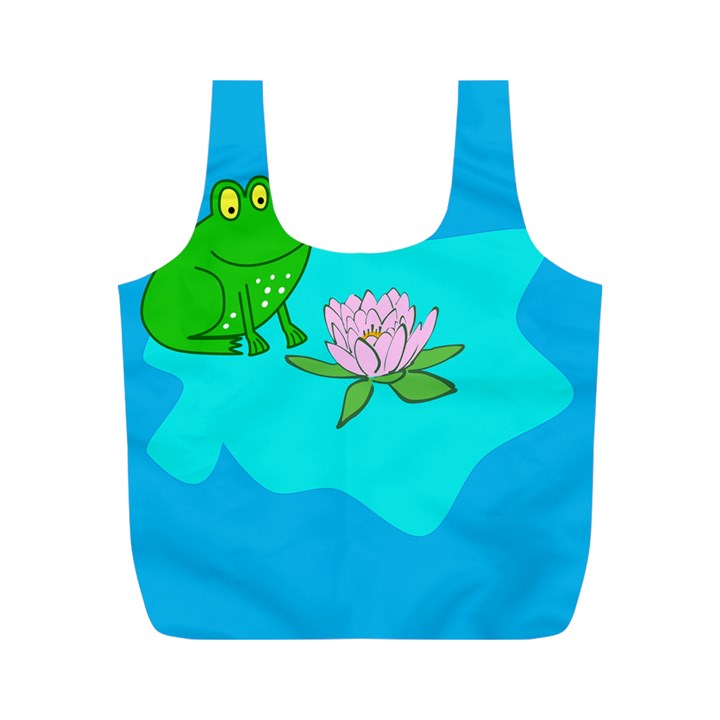 Frog Flower Lilypad Lily Pad Water Full Print Recycle Bags (M) 